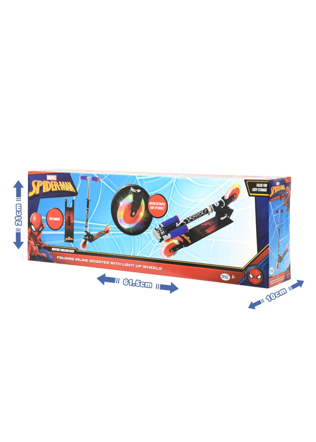 Spiderman Kids Folding Inline Scooter With Motion-Activated Light-Up LED Wheels -  - Fagan Toys