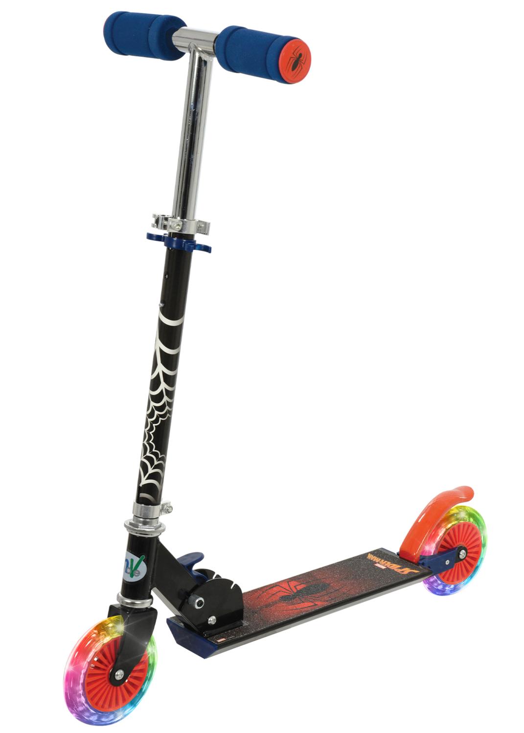 Spiderman Kids Folding Inline Scooter With Motion-Activated Light-Up LED Wheels -  - Fagan Toys