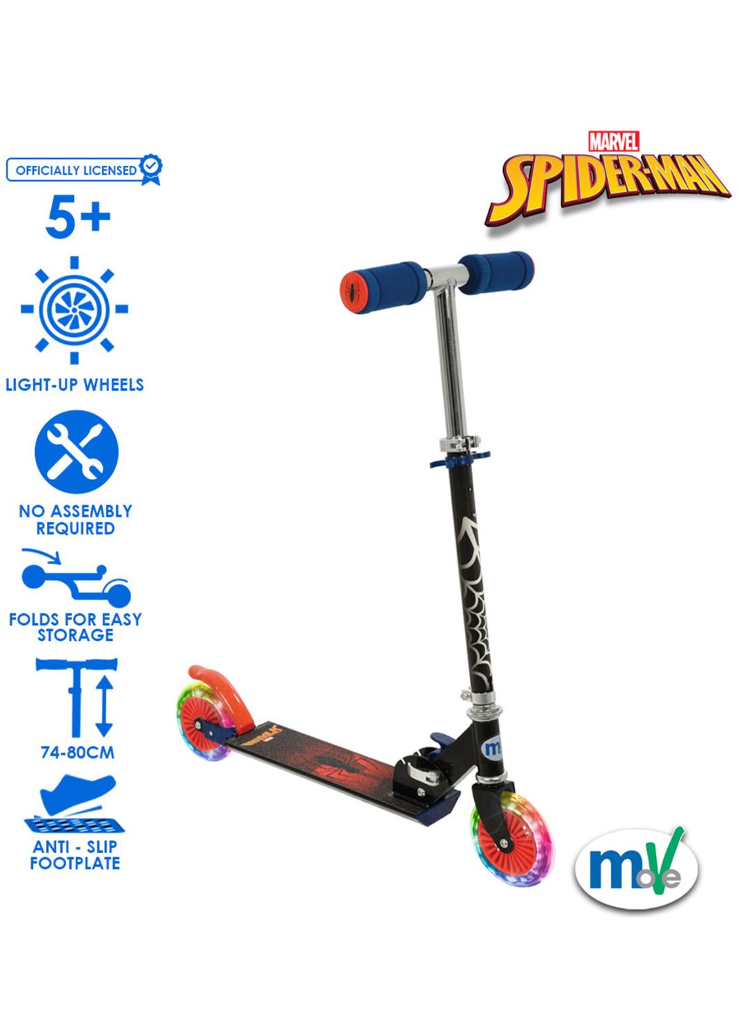 Spiderman Kids Folding Inline Scooter With Motion-Activated Light-Up LED Wheels -  - Fagan Toys