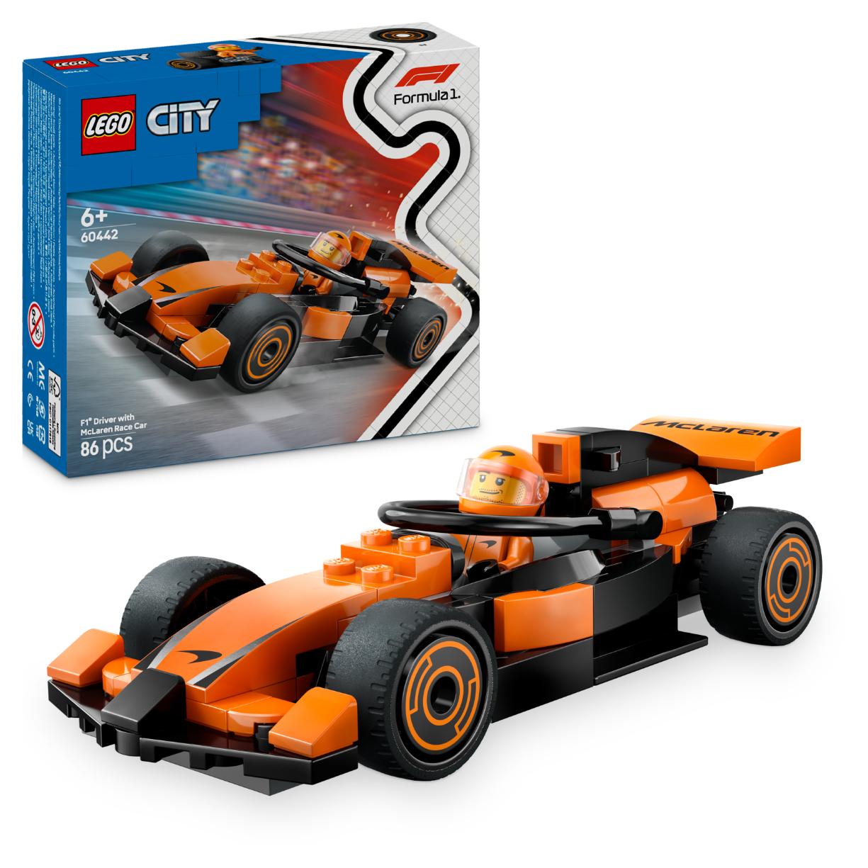 LEGO City F1 Driver with McLaren Race Car Mini Vehicle Toy Playset 60442 - Lego - Fagan Toys
