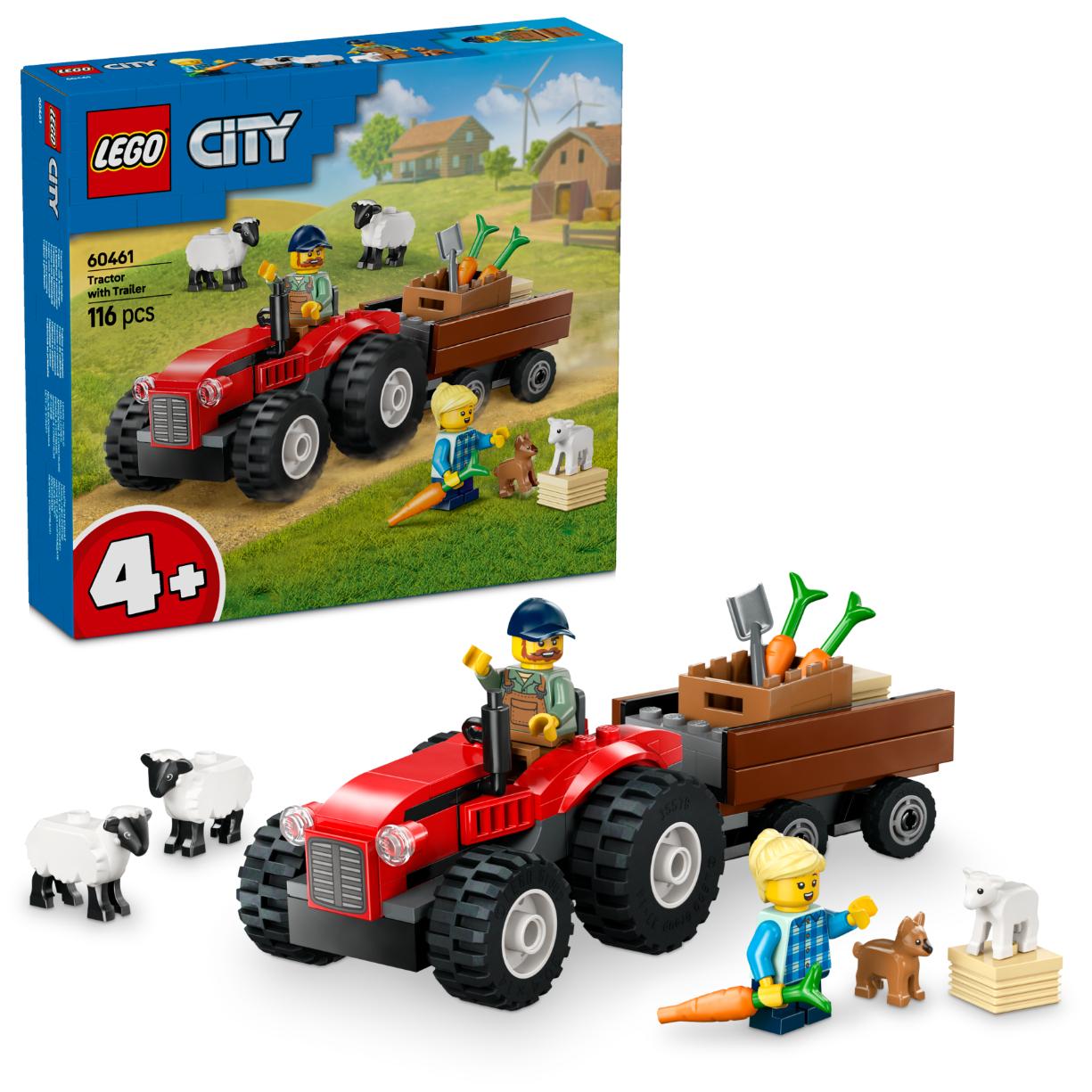 LEGO City Red Farm Tractor with Trailer & Sheep Toy, Playset for Kids 60461 - Lego - Fagan Toys