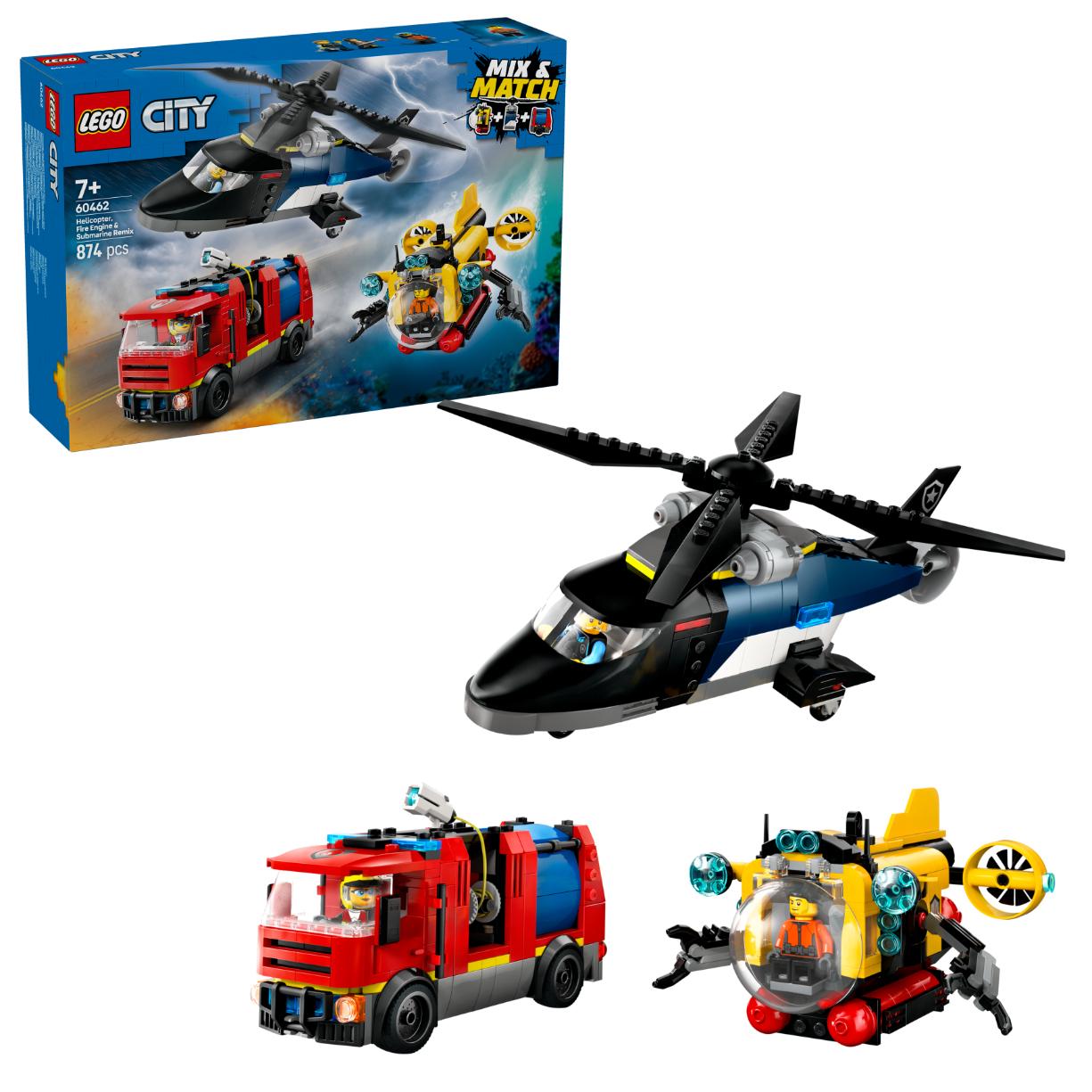 LEGO City Helicopter, Fire Truck & Submarine Remix Toy Building Set 60462 - Lego - Fagan Toys