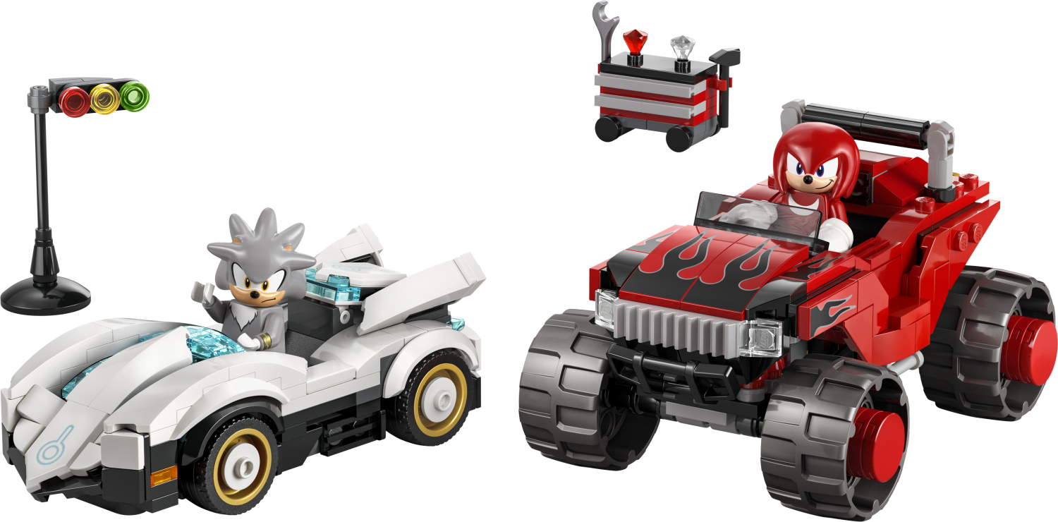 LEGO Sonic the Hedgehog Silver\u2019s Car vs. Knuckles\u2019 Monster Truck 77118