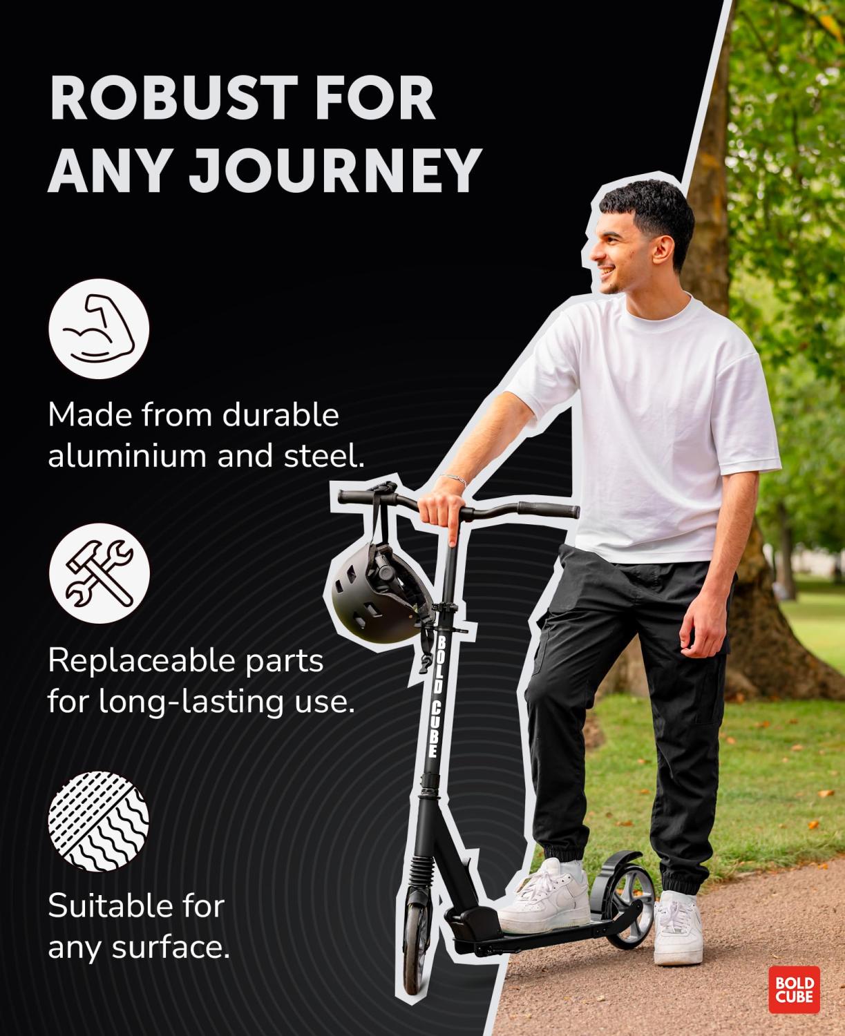 BOLDCUBE Big Wheel Scooter – Charcoal -  - Fagan Toys