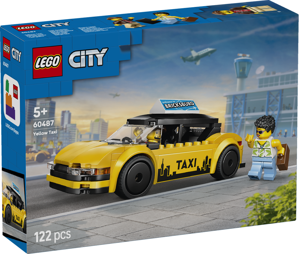 LEGO City Yellow Taxi - Model Car Kit with 2 Minifigures 60487
