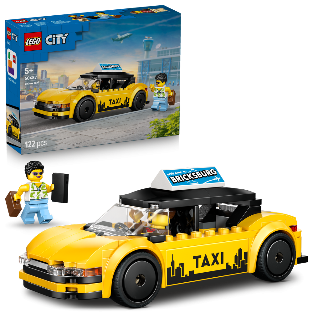 LEGO City Yellow Taxi - Model Car Kit with 2 Minifigures 60487 - Lego - Fagan Toys