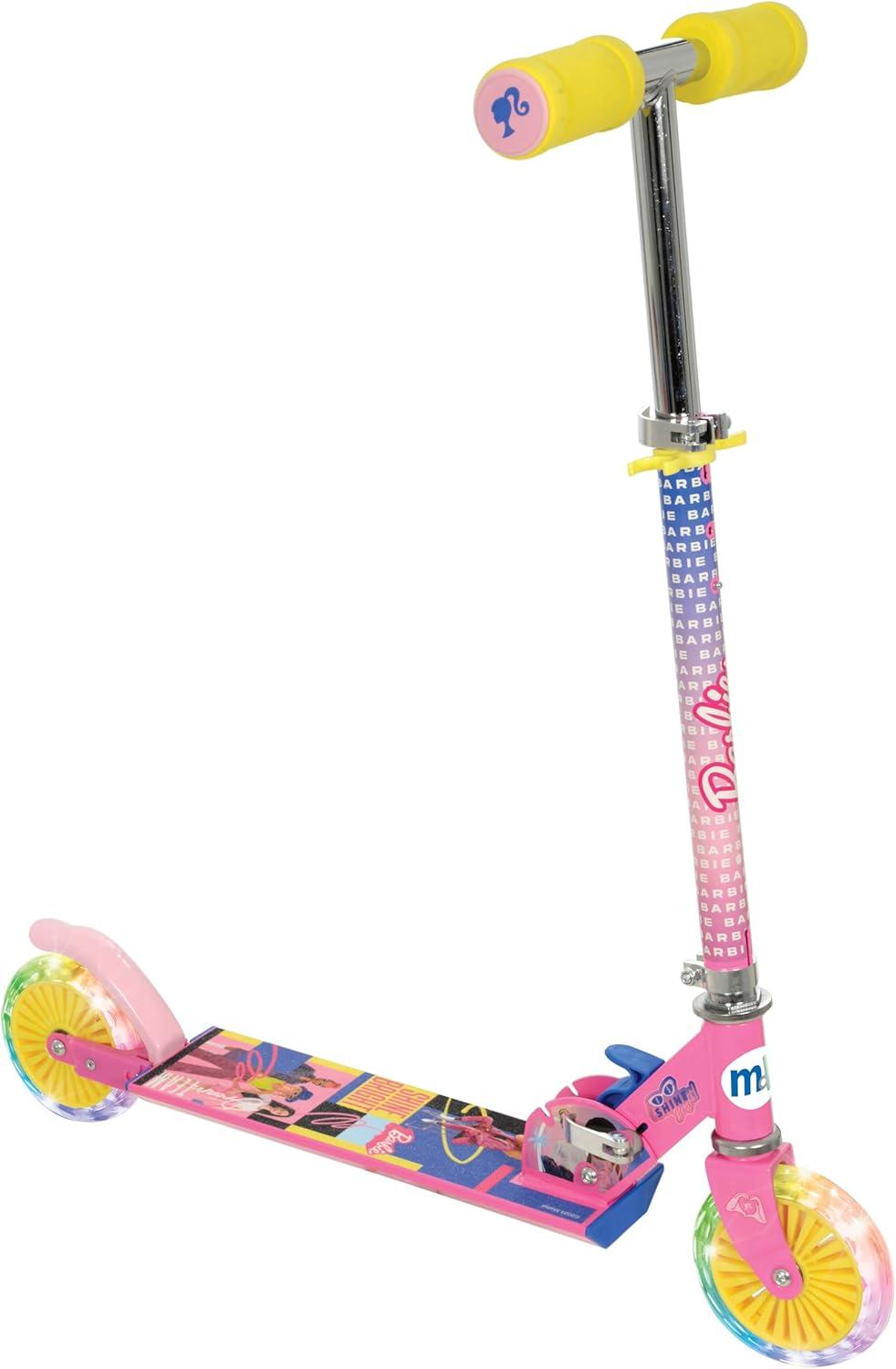 Barbie Kids Folding Inline Scooter with Motion-Activated Light-Up LED Wheels -  - Fagan Toys