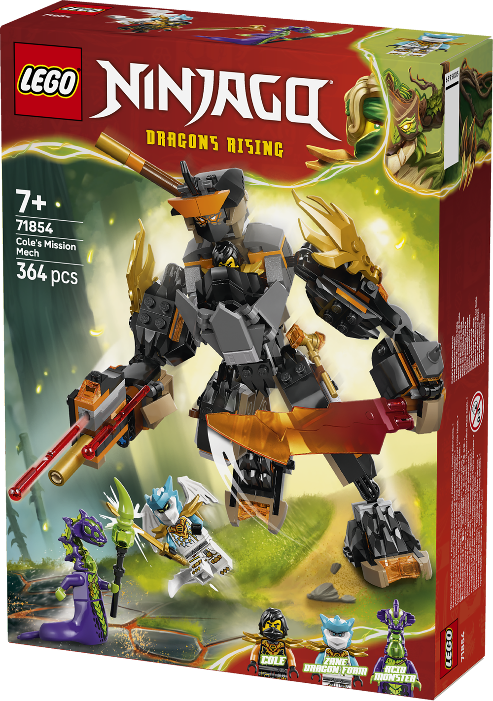 LEGO NINJAGO Cole\u2019s Mission Mech & Dragon Zane Toys 71854