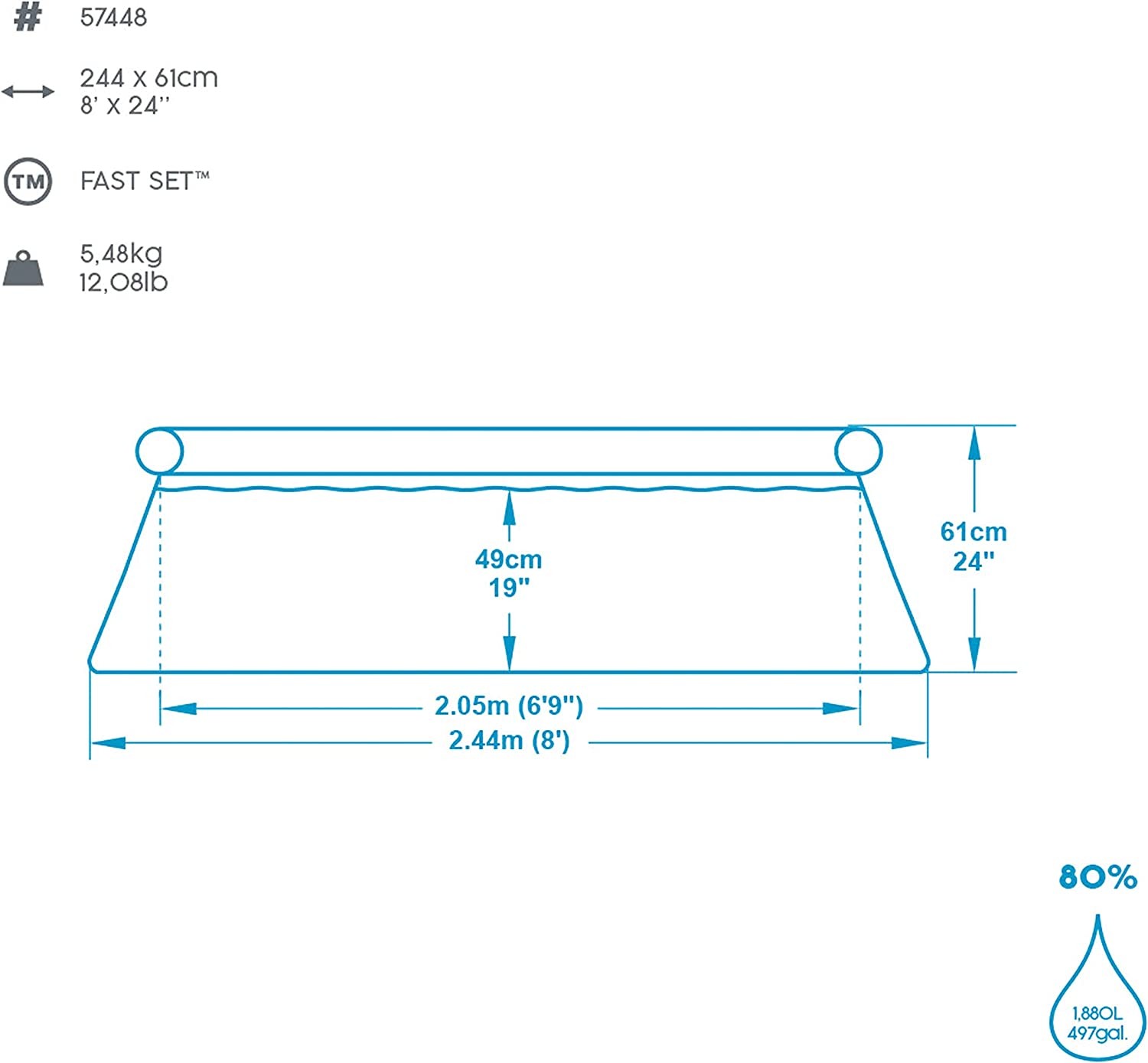 Bestway 8ft x 24 Inches Fastset Pool Bestway 8ft x 24 Inches Fastset Pool