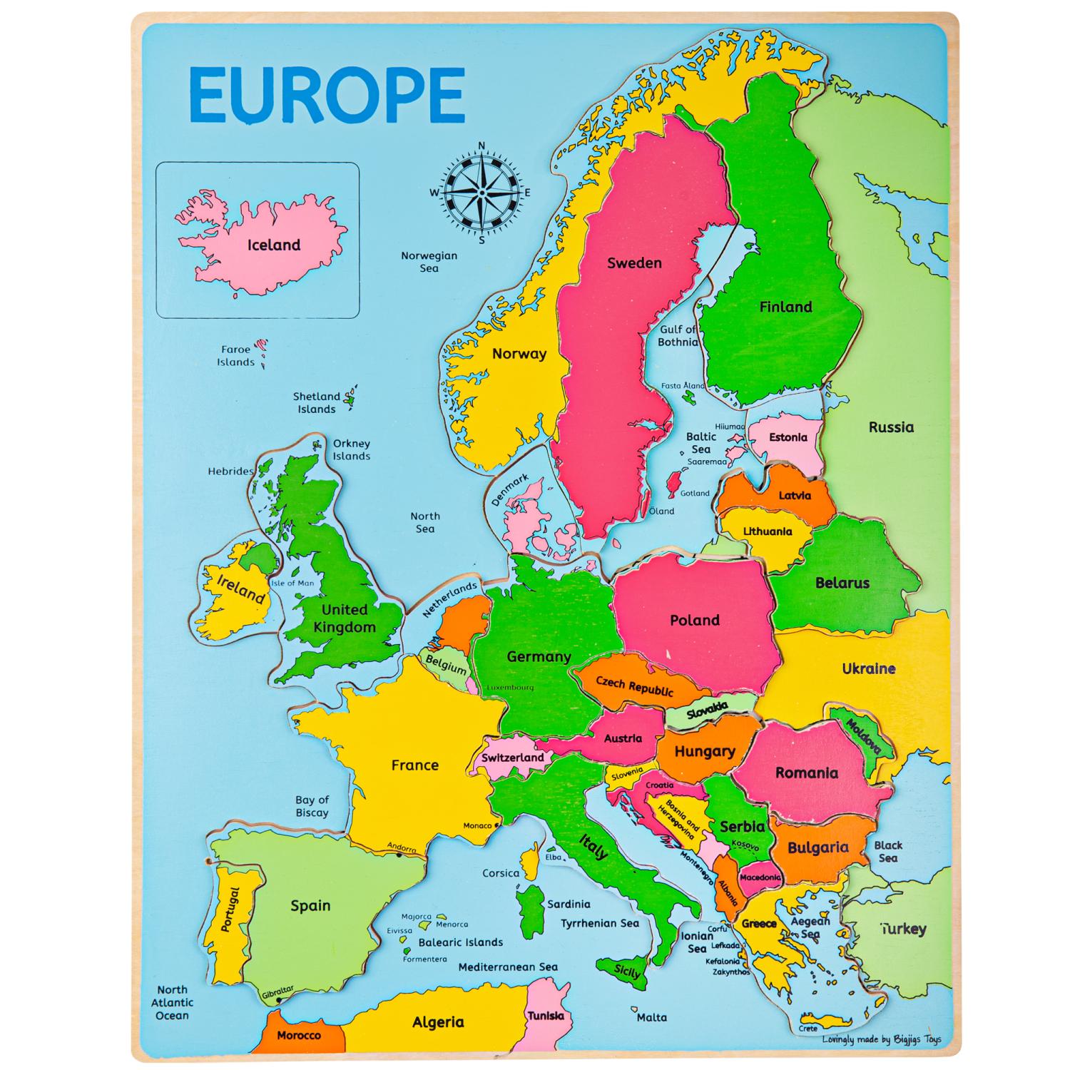 Bigjigs Toys Europe Inset Puzzle - Educational Geography Map - Bigjigs - Fagan Toys