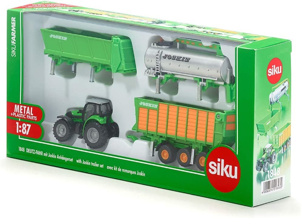 Siku Deutz-Fahr with 3 Pce Joskin Trailer Set