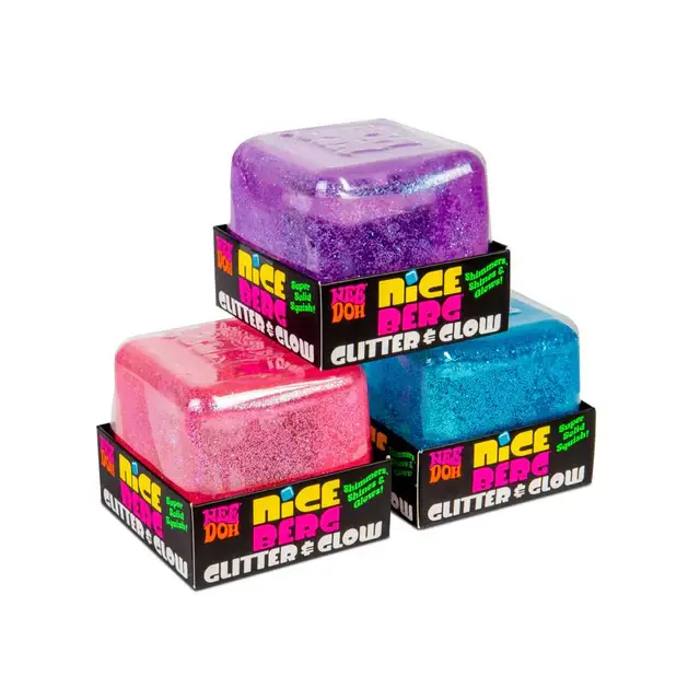NeeDoh Niceberg Glitter & Glow Super Solid Squish Large Cube Fidget Toy -  - Fagan Toys