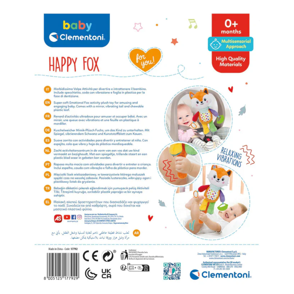 Clementoni Baby Hapy Fox Soft Toy - Toymaster - Fagan Toys