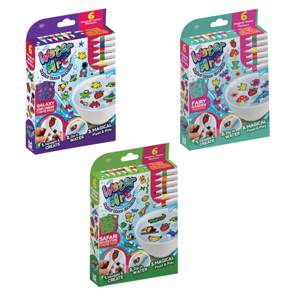 Water Art 6 Pack Assorted - Fairy Garden/Safari Adventure/Galaxy Explorers - Toymaster - Fagan Toys