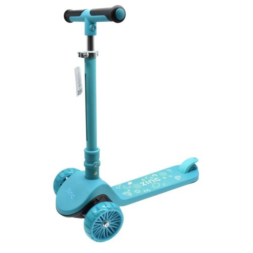 Zinc 3 Wheeled Folding LED Shine Scooter Blue