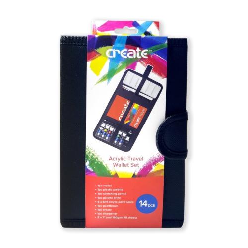 Create Acrylic Travel Set 15 pieces with Storage Folio