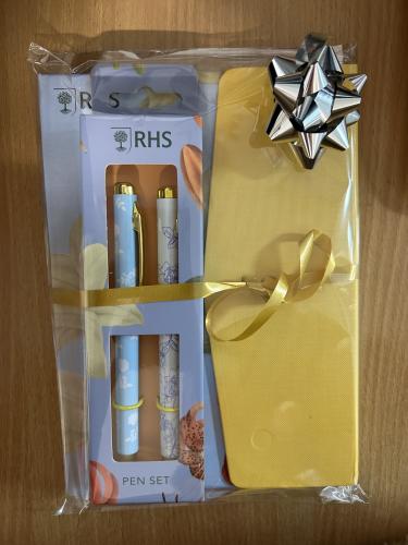 RHS Magnetic Cover Notebook – Lillies and Roses and Matching Pen Set