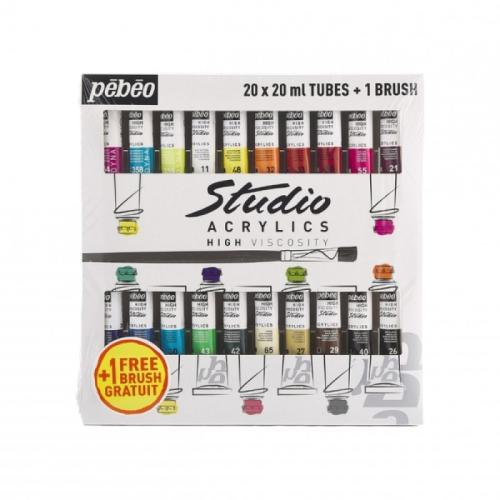 Pebeo Studio Acrylics Set 20 Assorted 20 New design