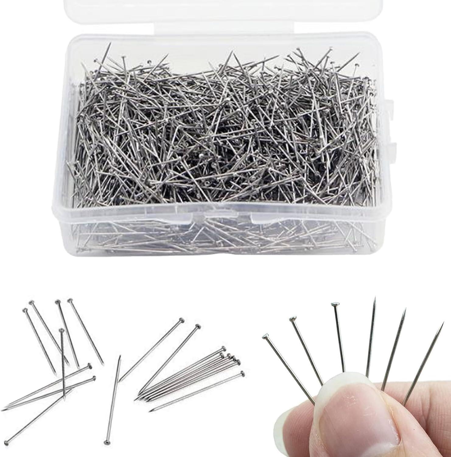 500-Piece Sewing Pins Set - 1 Inch Steel