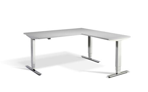 Lavoro Cromo Triple Motor Corner Desk 180 x 160cm / Chrome / Grey