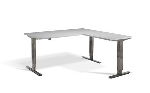 Lavoro Forge Triple Motor Corner Desk 180 x 160cm / Raw Steel / Grey