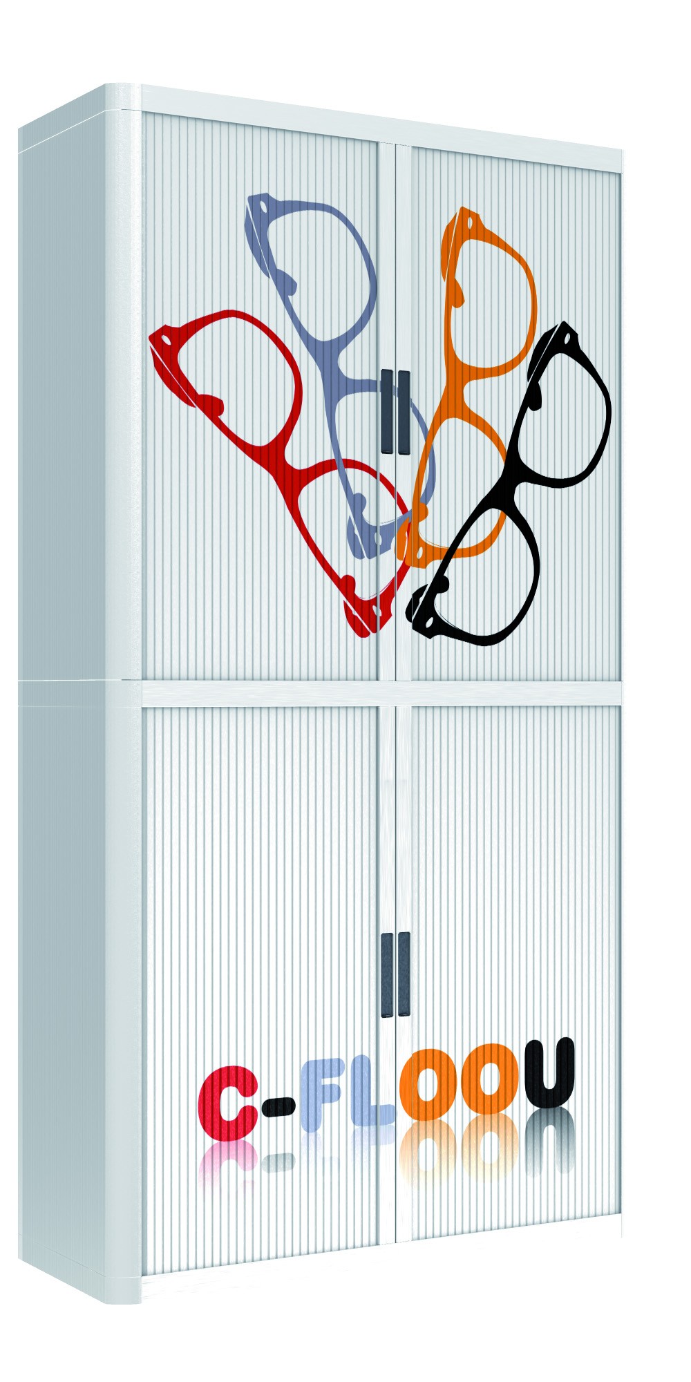 Design Your Own Easy Office Tambour Cupboard 100cm H with 4 shelves EOTAM2M-White-Config