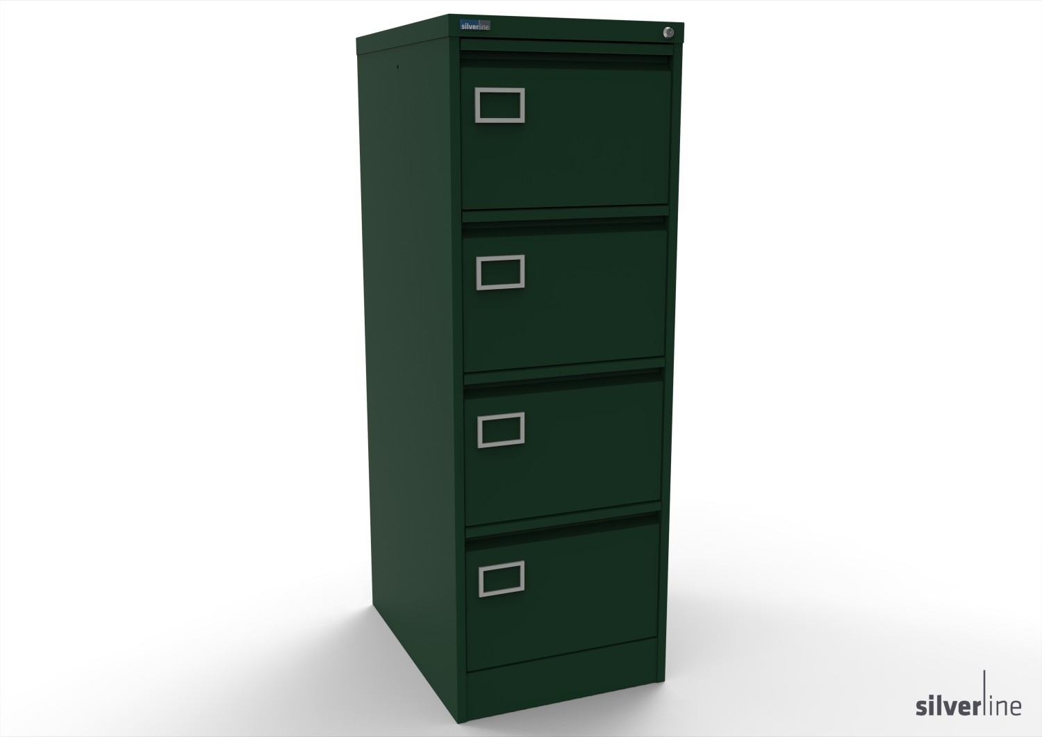 Silverline Secure and Exam  Filing Cabinet 4 drawer Secure and Exam  foolscap 1320Hx458Wx620mmD FCEX4FSB Racing Green