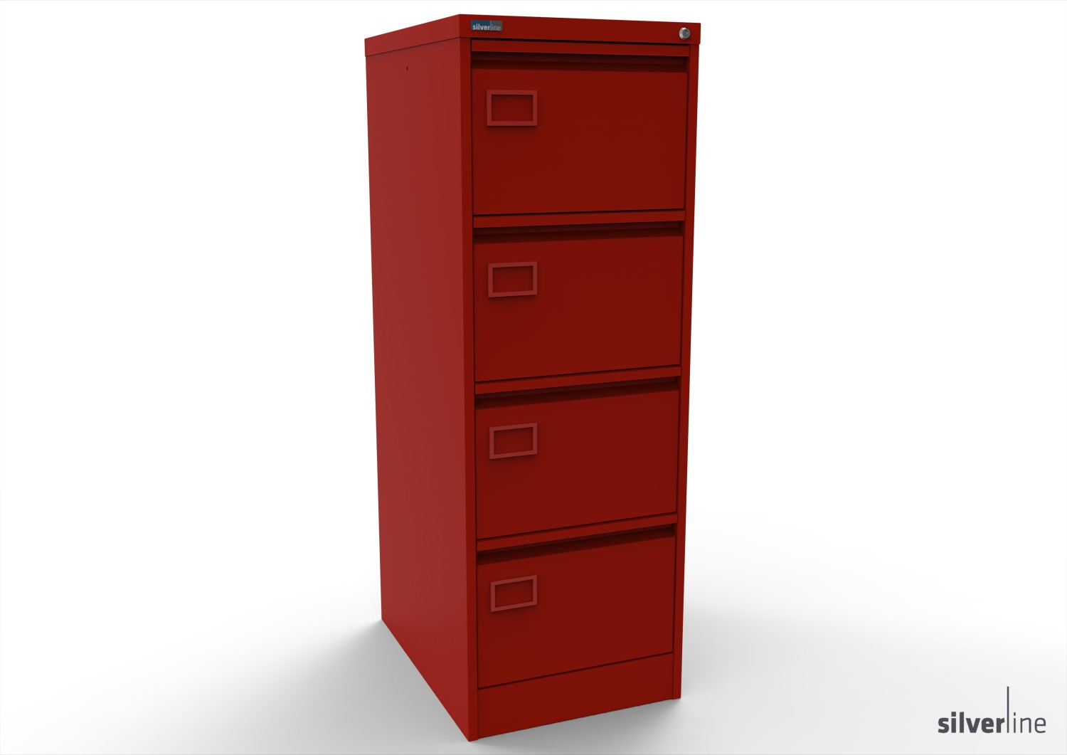 Silverline Secure and Exam  Filing Cabinet 4 drawer Secure and Exam  foolscap 1320Hx458Wx620mmD FCEX4FSB Red