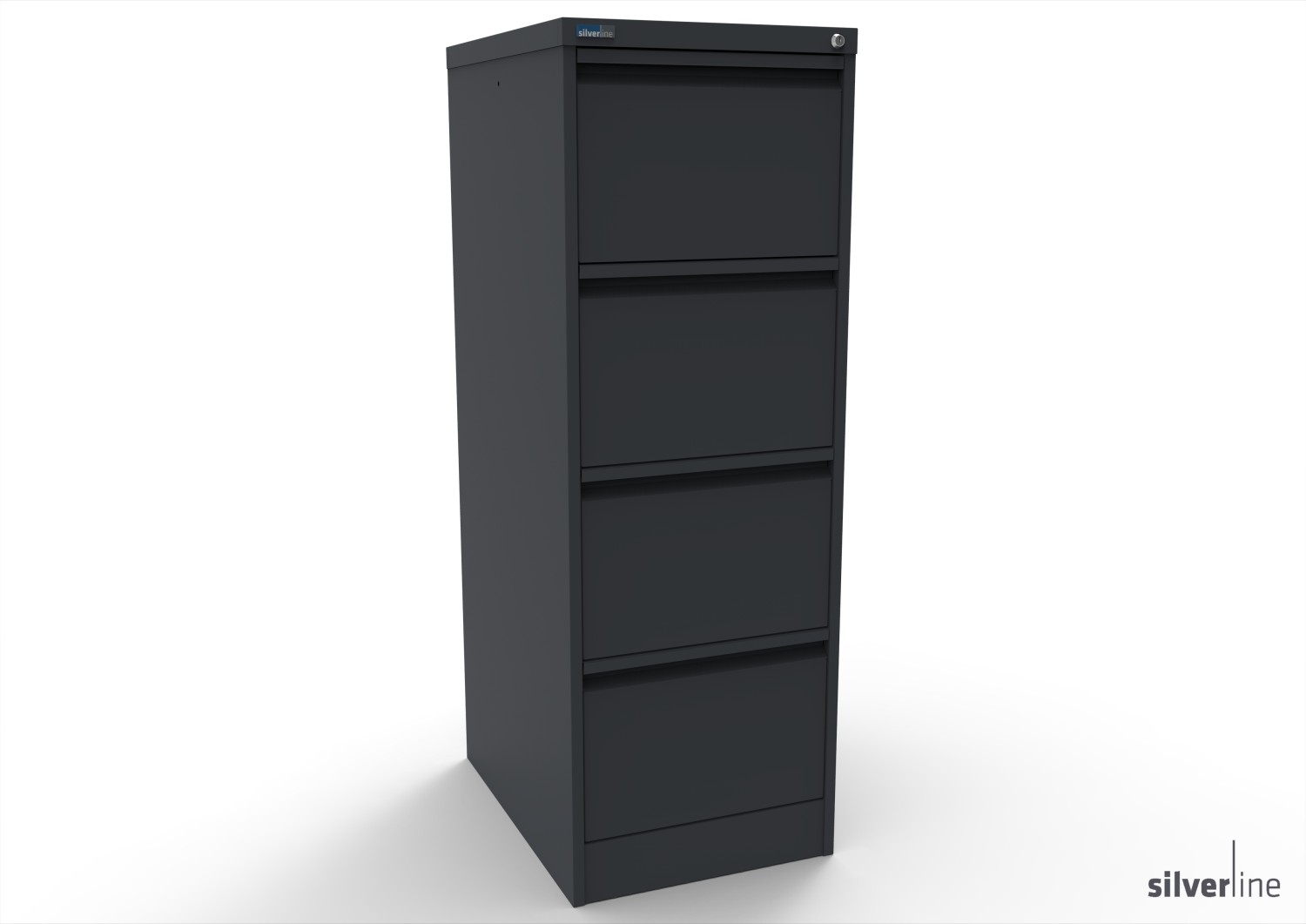 Silverline Secure and Exam  Filing Cabinet 4 drawer Secure and Exam  foolscap 1320Hx458Wx620mmD FCEX4FSB Graphite Grey