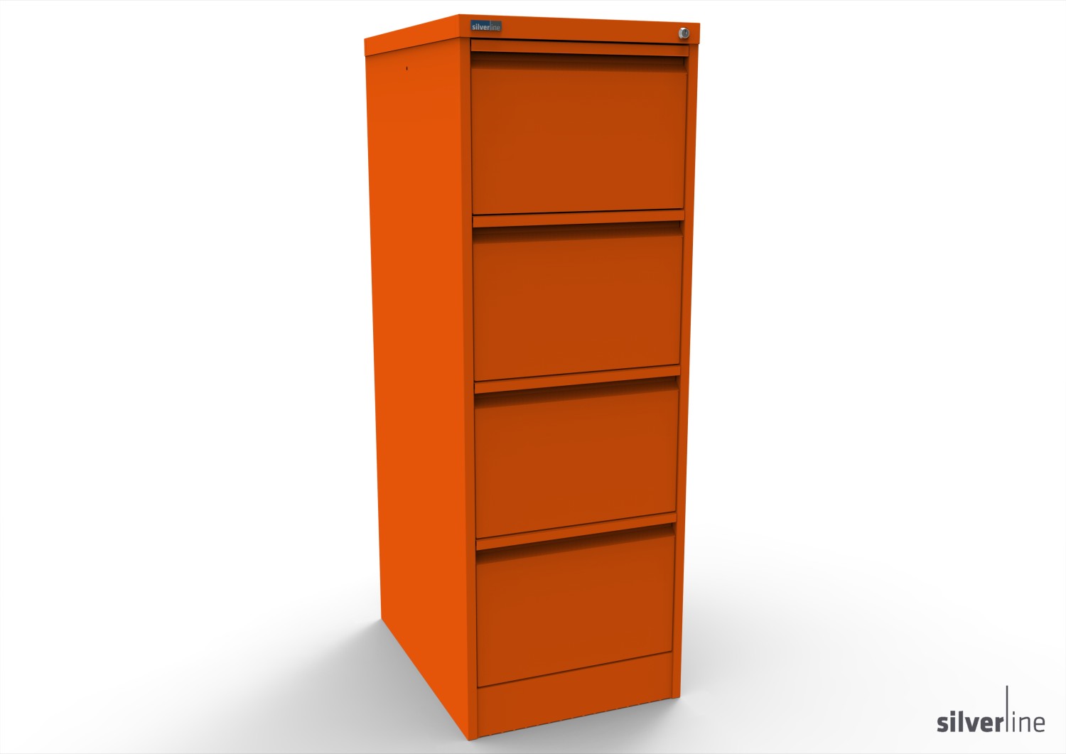 Silverline Secure and Exam  Filing Cabinet 4 drawer Secure and Exam  foolscap 1320Hx458Wx620mmD FCEX4FSB Sienna Orange