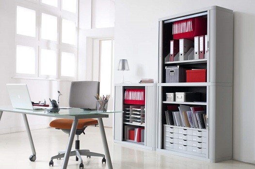 Design Your Own Easy Office Tambour Cupboard 100cm H with 4 shelves EOTAM2M-White-Config
