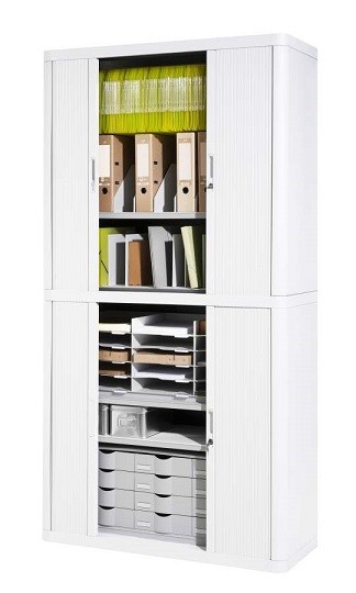 Design Your Own Easy Office Tambour Cupboard 100cm H with 4 shelves EOTAM2M-White-Config