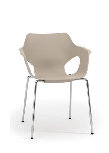 Ole Plastic Visitor Chair Brown, White 4 leg base