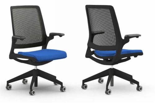 Eva Task Office Chair Black Frame Blue Seat