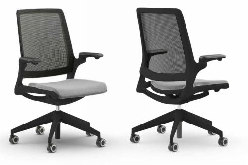 Eva Task Office Chair Black Frame Light Grey Seat