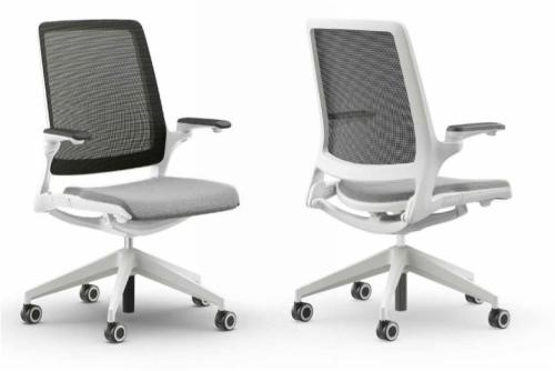 Eva Task Office Chair WhiteFrame Light Grey Seat