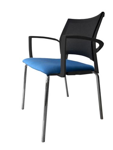 Gaius Mesh Visitor Chair Black Frame Blue Seat