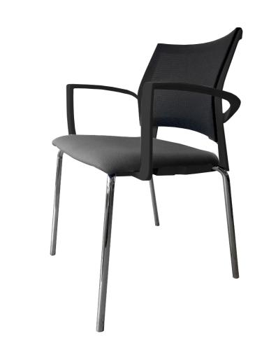 Gaius Mesh Visitor Chair Black Frame Dark Grey Seat