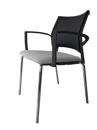 Gaius Mesh Visitor Chair Black Frame Light Grey Seat