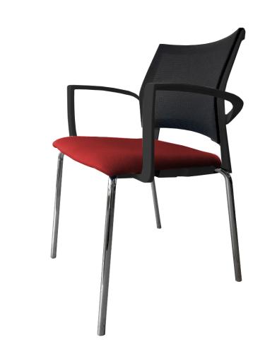 Gaius Mesh Visitor Chair Black Frame Red Seat