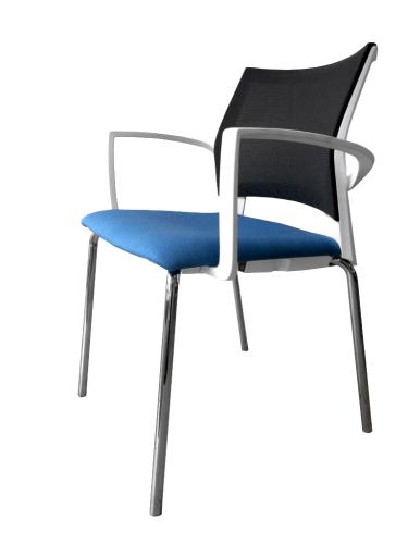 Gaius Mesh Visitor Chair White Frame Blue Seat