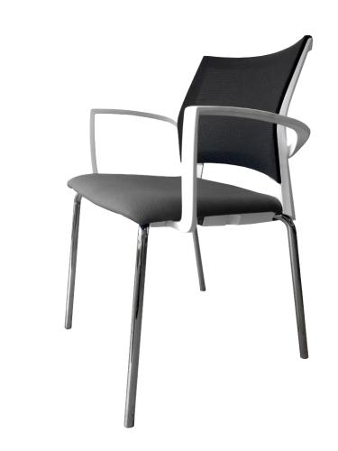 Gaius Mesh Visitor Chair White Frame Dark Grey Seat