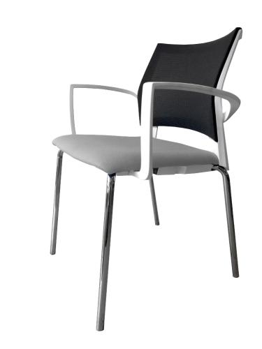 Gaius Mesh Visitor Chair White Frame Light Grey Seat