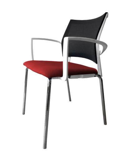 Gaius Mesh Visitor Chair White Frame Red Seat