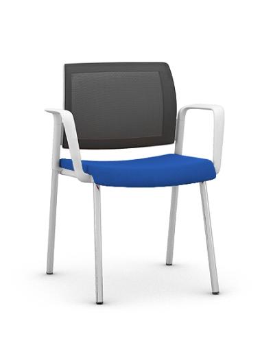 Kind Mesh Visitor Chair White Frame Blue Seat