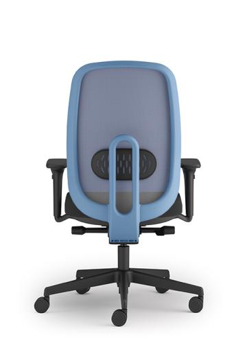 Maeve Operators Chair Blue. Black Fabric Seat