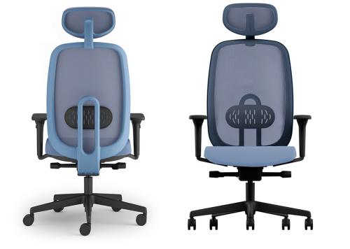 Maeve Operators Chair Blue with headrest. Time 6091 Fabric Seat