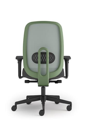 Maeve Operators Chair Green. Black Fabric Seat 