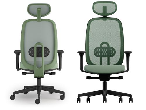 Maeve Operators Chair Green with headrest. Mint Green Fabric Seat 