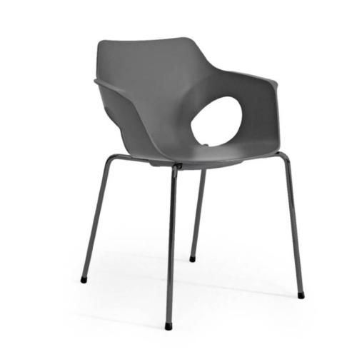 Ole Plastic Visitor Chair Black, White 4 leg base